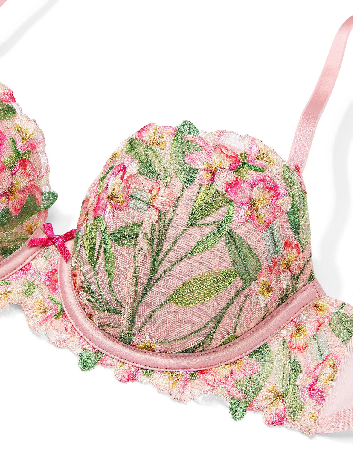 Victoria’s Secret Dream Angels Push Up bra set embroidery Lily floral pink rose