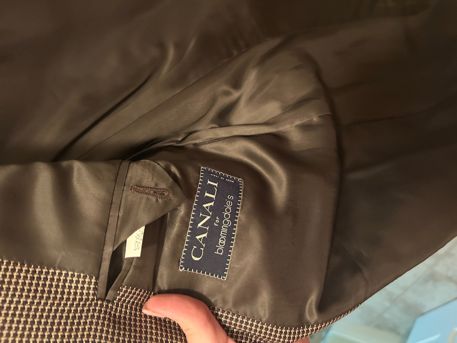 Men’s Canali 2 Button Sports Coat Size 40R in Brown Hounds Tooth
