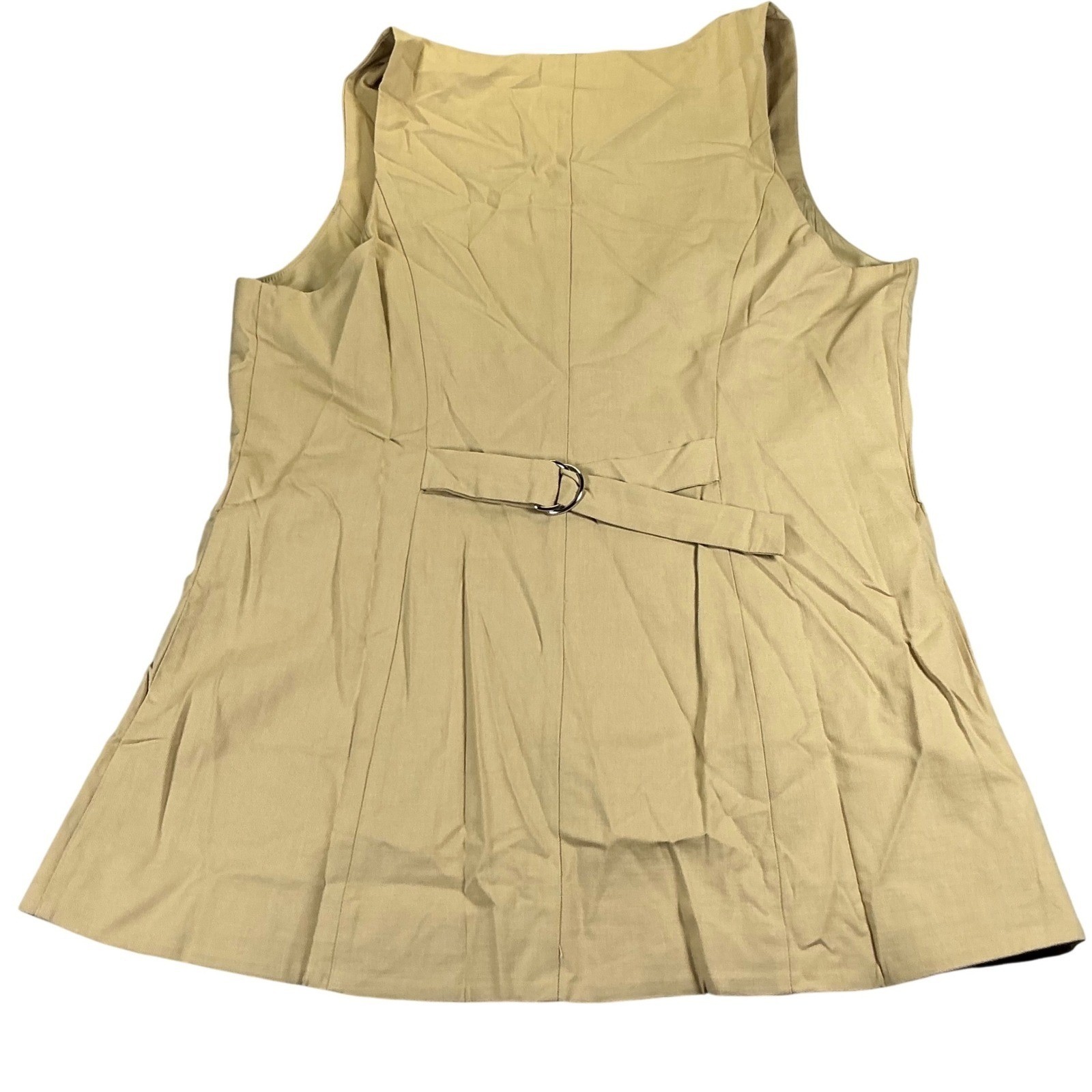 A New Day Womens Tan Cotton Blend Button Front Tailored Vest Size L NWT
