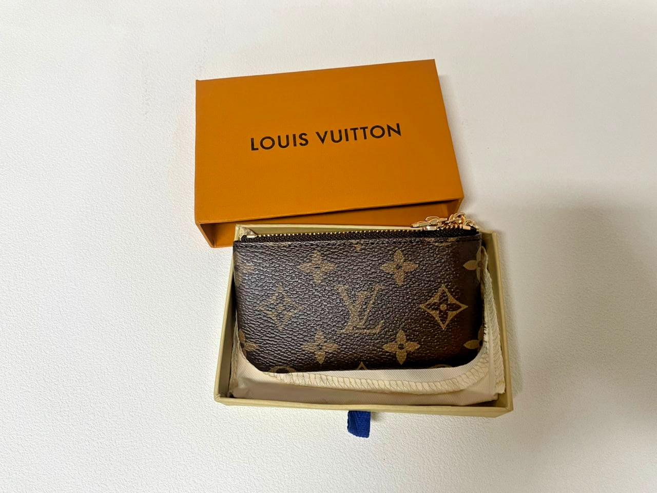 Authentic Louis Vuitton Monogram Key Pouch Pochette Cles Coin Purse