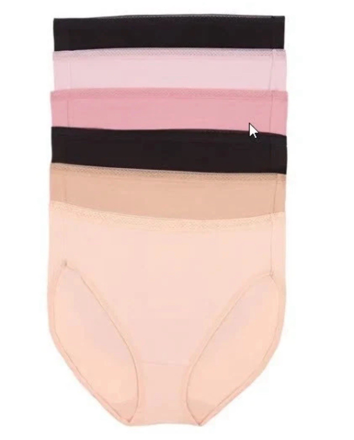 Felina Pima Cotton Blend Hi-cut with Lace Trim Waistband 6 Pack Large