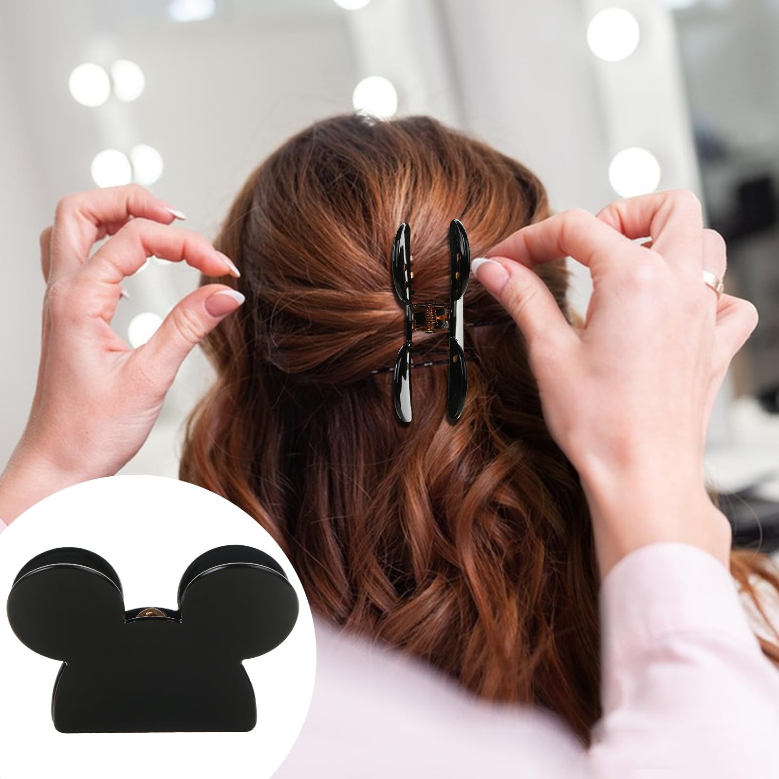 3Pcs Mouse Head Hair Clips, BENOSPACE Acrylic 1 Count (Pack of 1), colorful