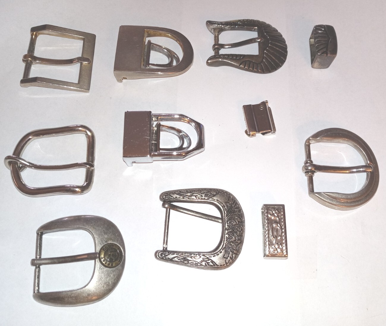 Lot of 8 Silvertone Buckles + Sliders For Crafts Sewing Replacement Parts etc