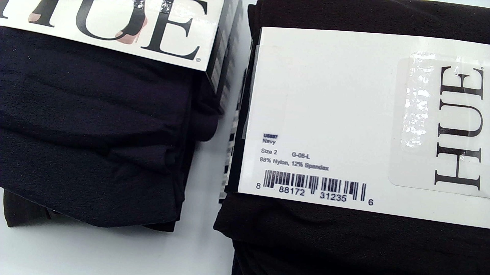 4 Pairs Hue Opaque Control Top Tights, 40 Denier, Color Black & Navy, Size 2