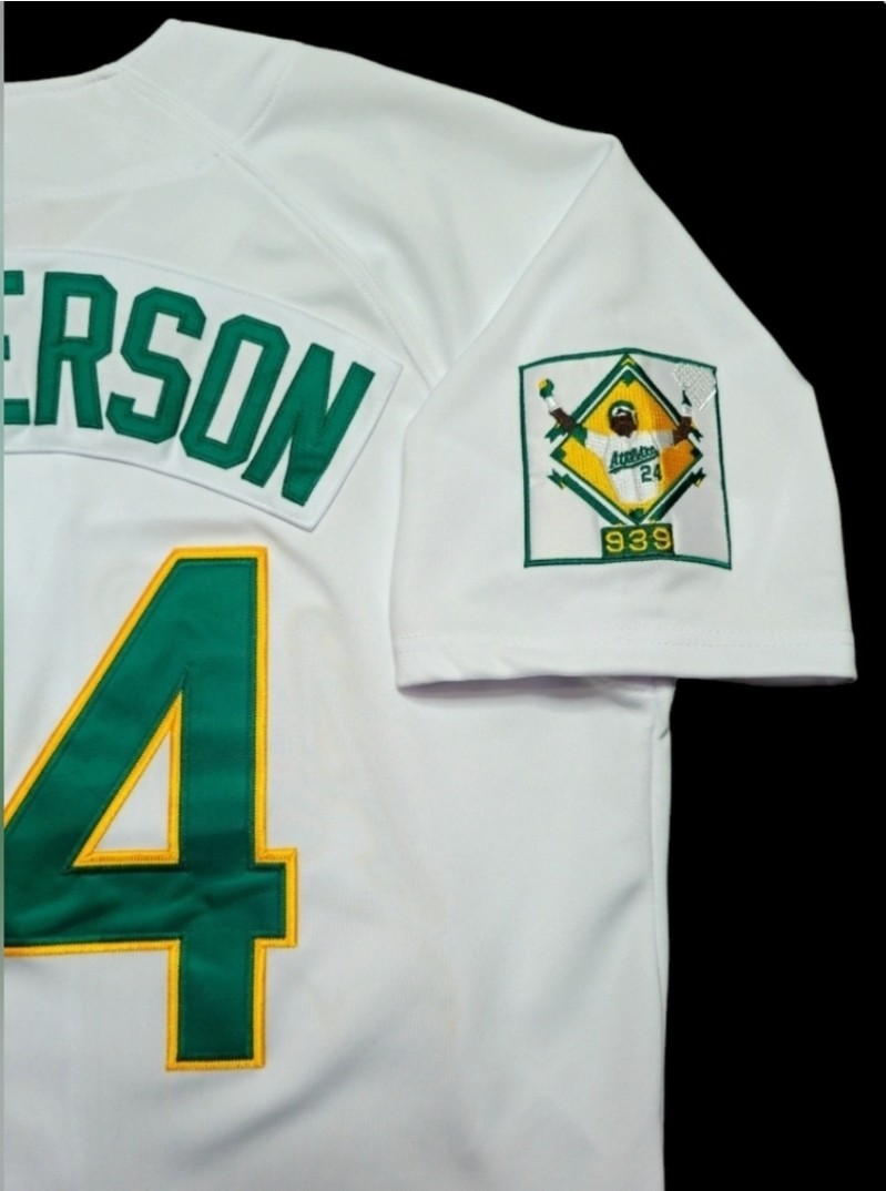 Rickey Henderson Oakland A’s 939 Record Breaker 1991 Men’s Home Baseball Jersey