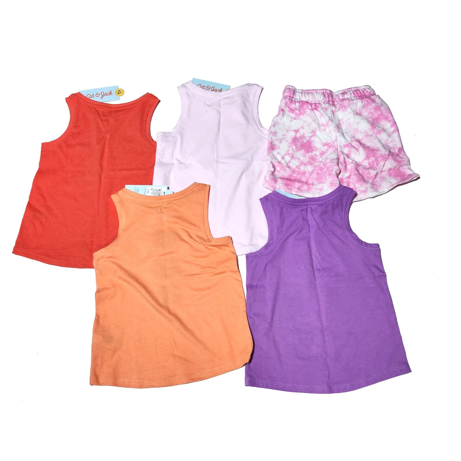 3T Girls Tank Tops – 4 Shirts & Pink Shorts Sleeveless Cat & Jack Flower Unicorn