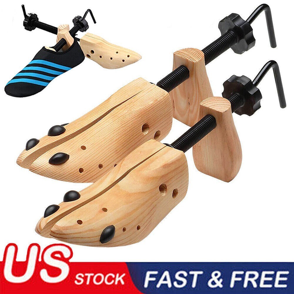 ✅ 2025 One Pair 2-way Wooden Adjustable Shoe Stretcher for Men Women Size 9-13