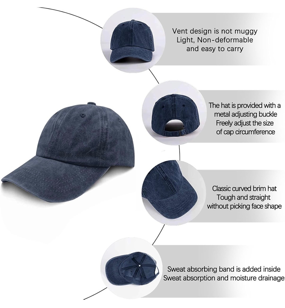 Navy Veteran Hat US Navy Military Veteran Adjustable Washed Baseball Cap