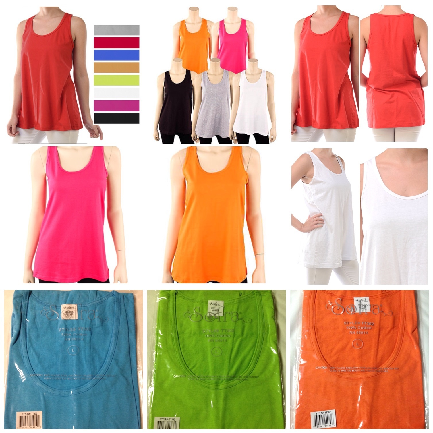 Women Loose Fit Tank Top 100% Cotton Available in S, M and L