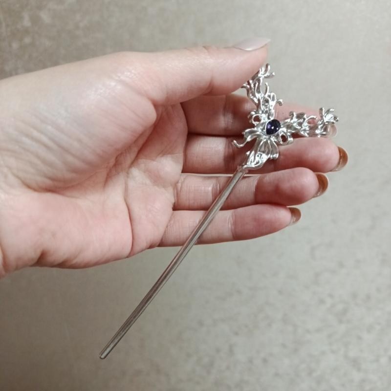 Boho Style Silvery & Violet Fairy Core Butterfly Chinese Hairpin 16 Cm