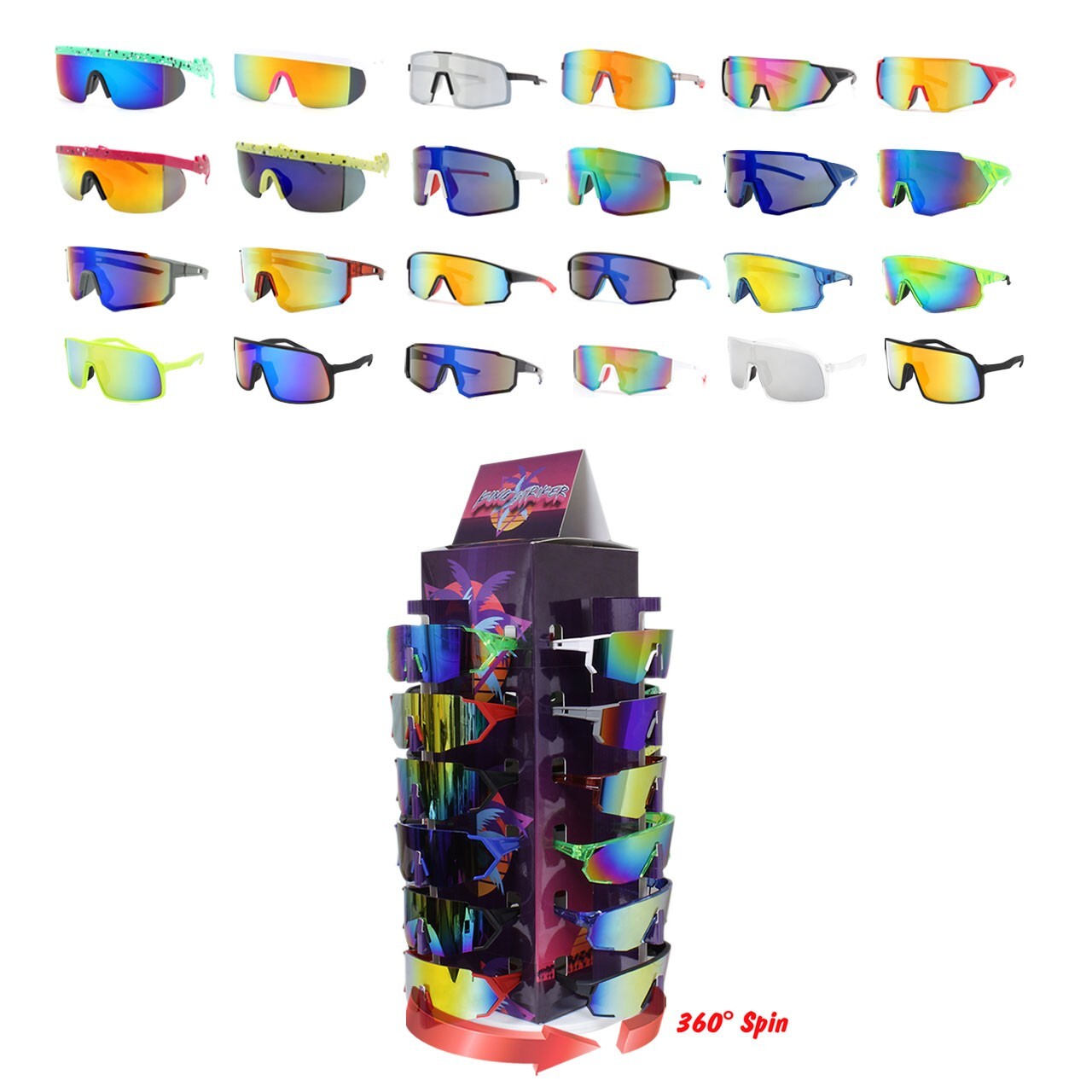 Mens Sunglasses Shield with Display New Styles 36 PCS per Display Exactly as Pic