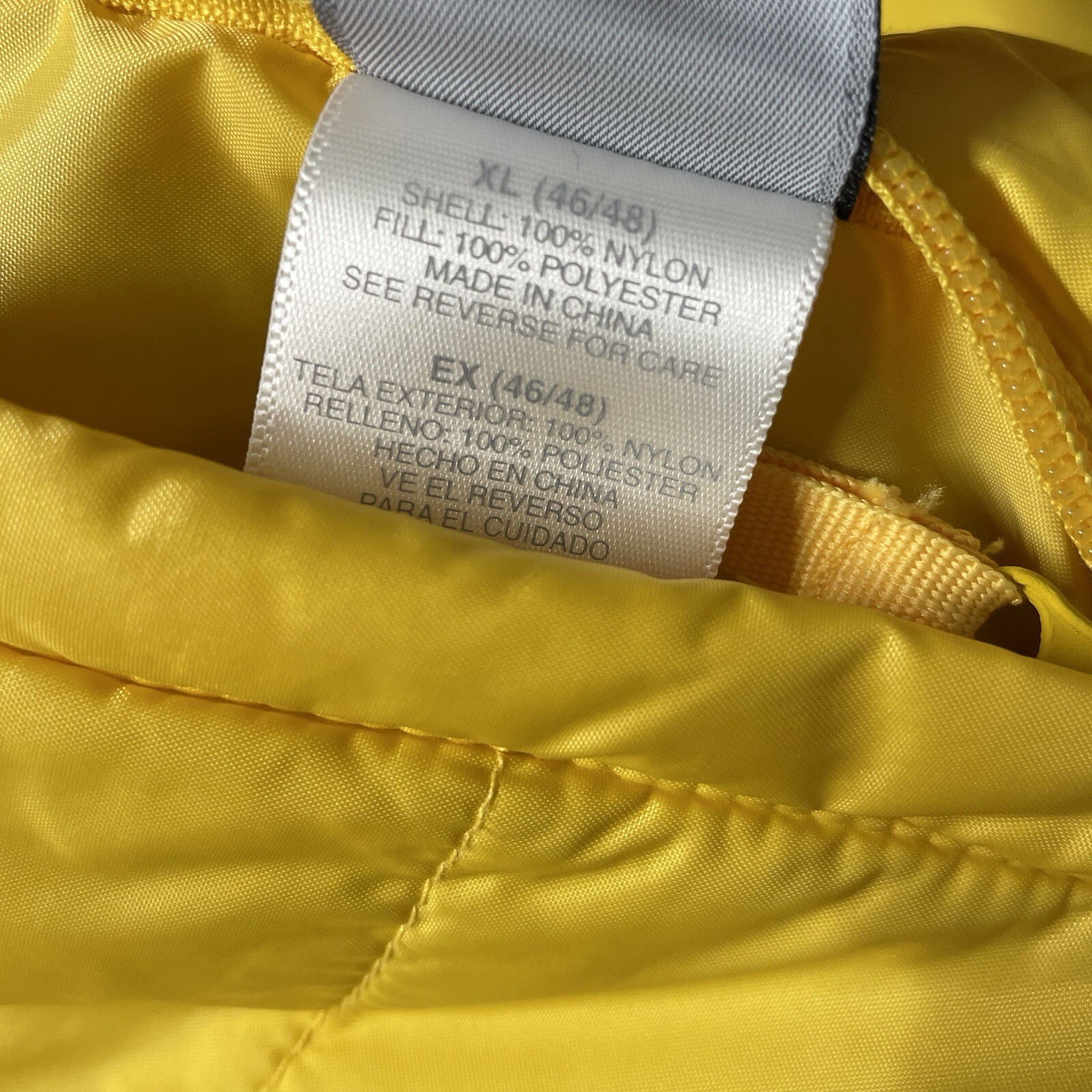 Vintage Puffer Jacket Vest Men’s XL Blue Yellow Zip Quilted Hipster Streetwear