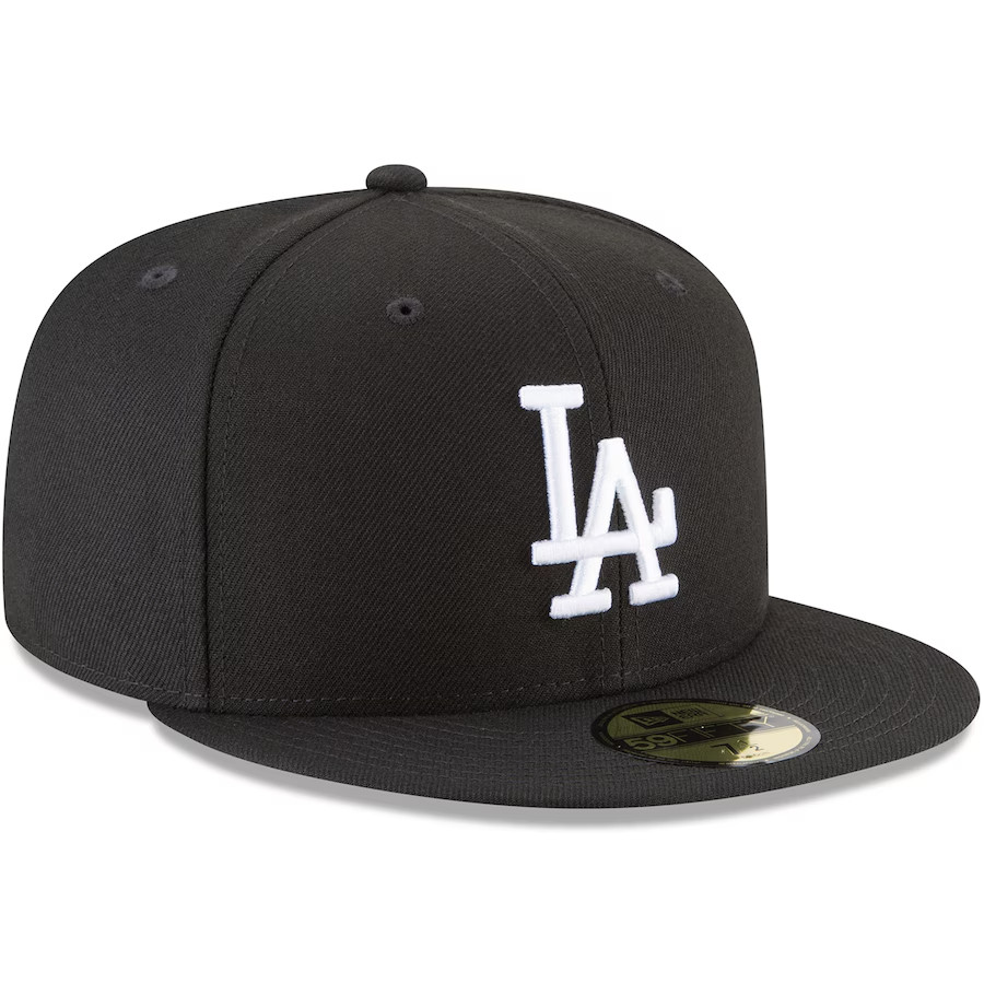 New Era 59Fifty Hat Basic Los Angeles Dodgers Black Fitted POLYESTER HAT 7 1/4