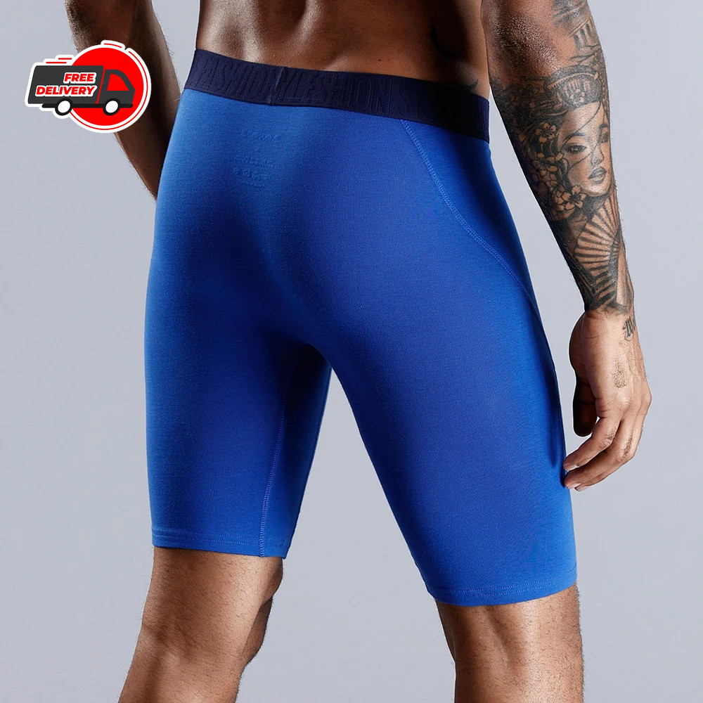 Cotton Long Leg Boxer Shorts Men Big Size Stretch Breathable Underwear