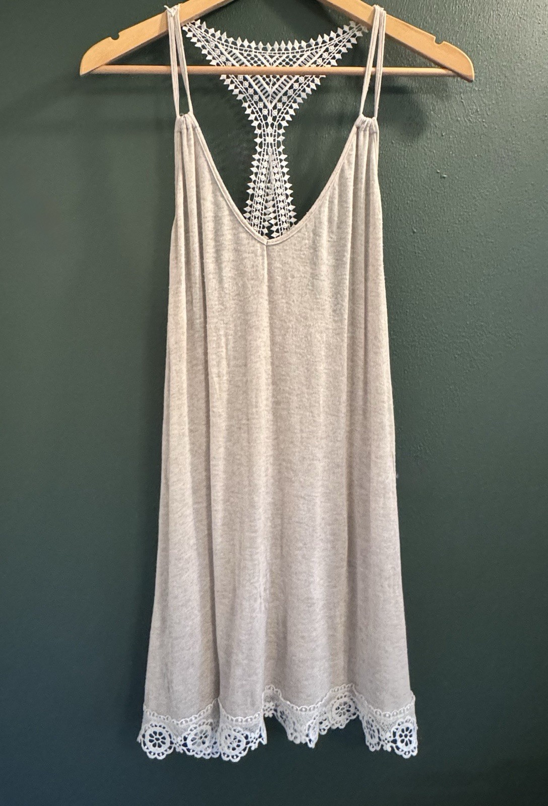 Oh!Zuza XL Soft Heathered Oatmeal Lace Trim Nightgown Chemise Sleep Dress