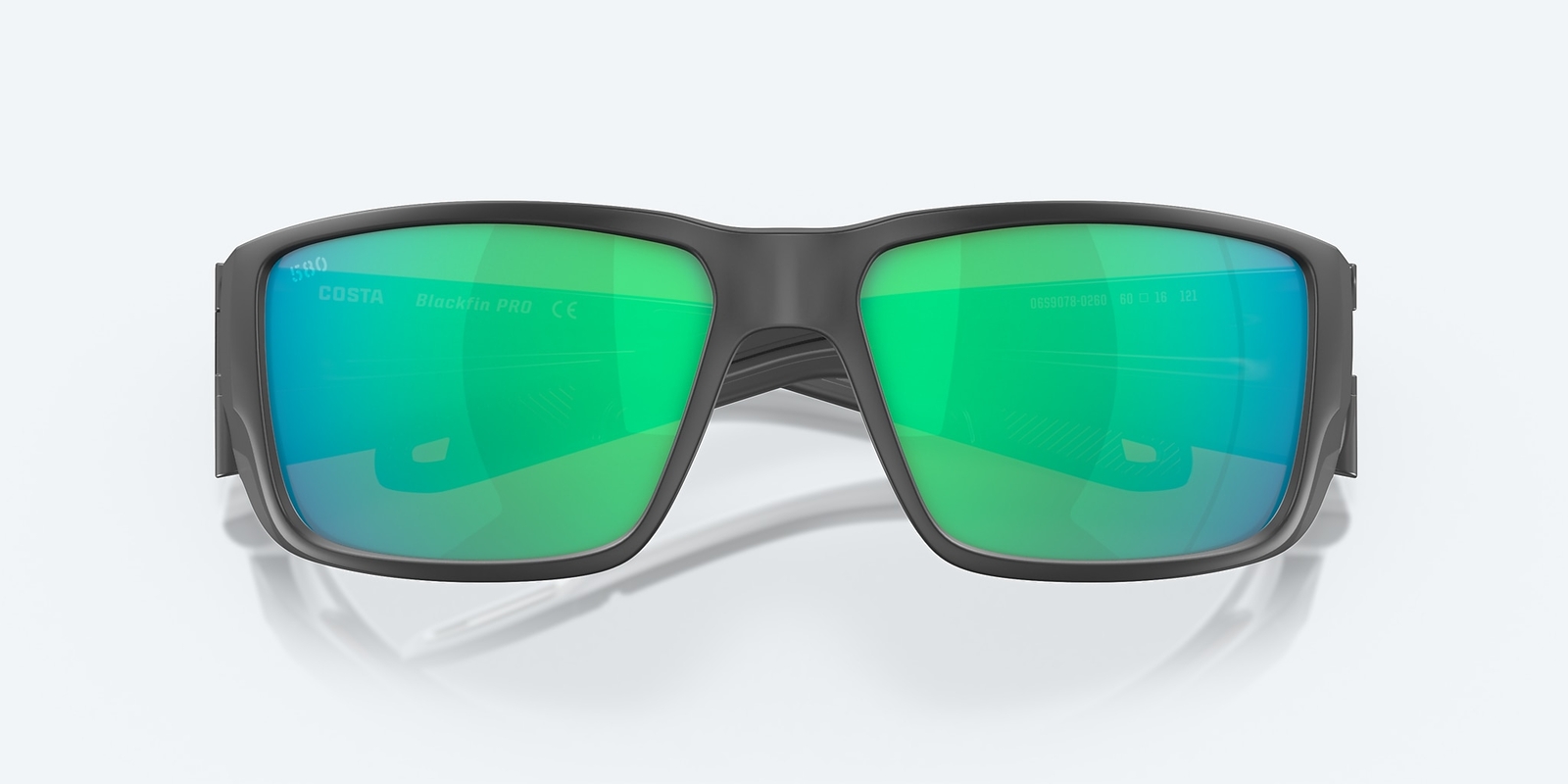 Costa Del Mar Blackfin Pro Matte Black/Green Mirror Polarized 580G Sunglasses