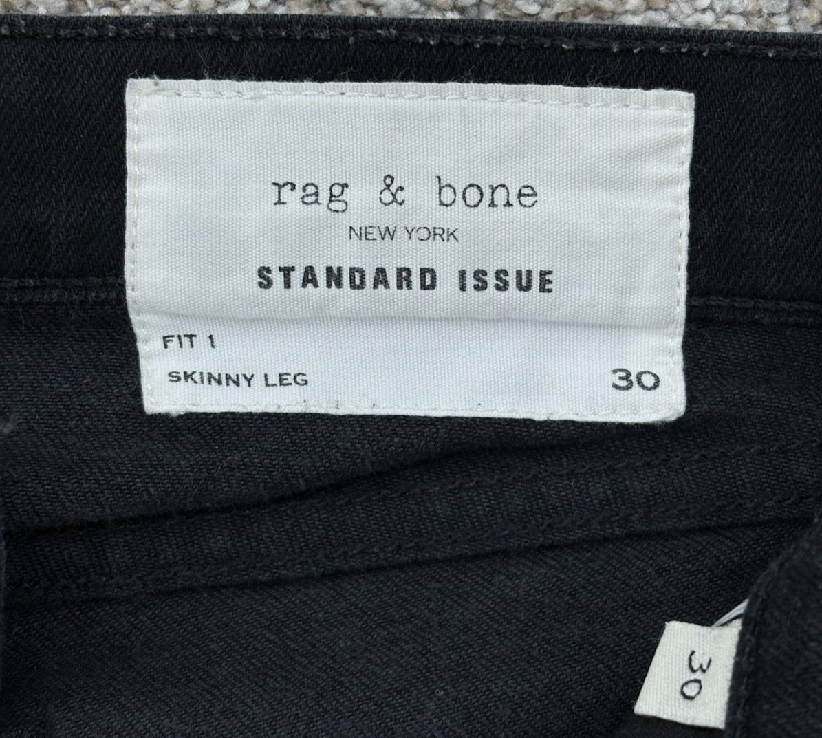 Rag & Bone Fit 1 Skinny Leg Denim Jeans Mens Size 30×28 Black Button Fly Raw Hem