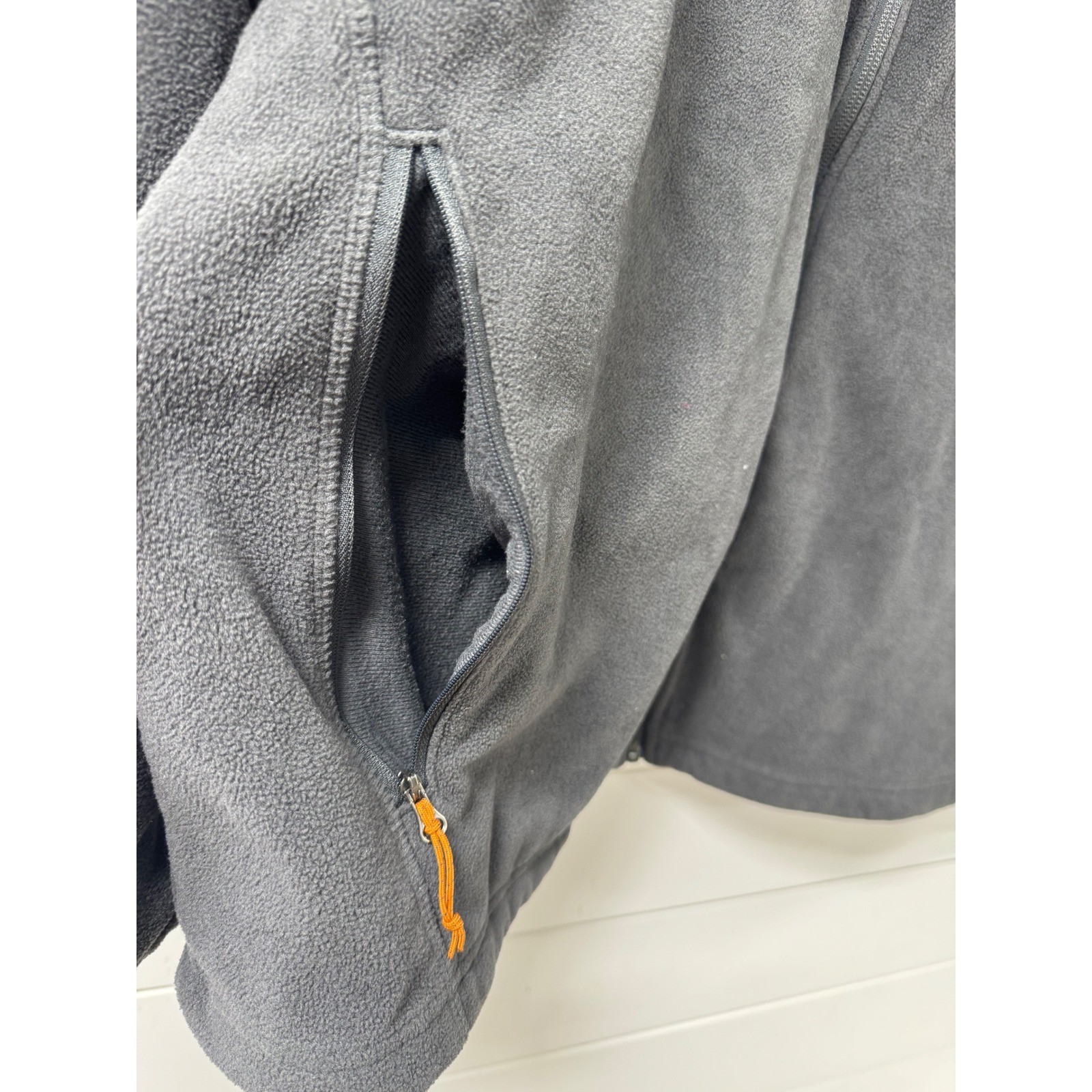 Columbia Mens XXL Fleece Jacket Charcoal Grey Orange Full Zip Fast Trek II