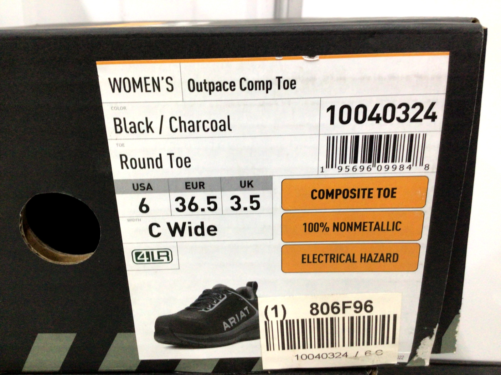ARIAT Athletic Shoe: Women’s, Black,Composite Toe,10040324