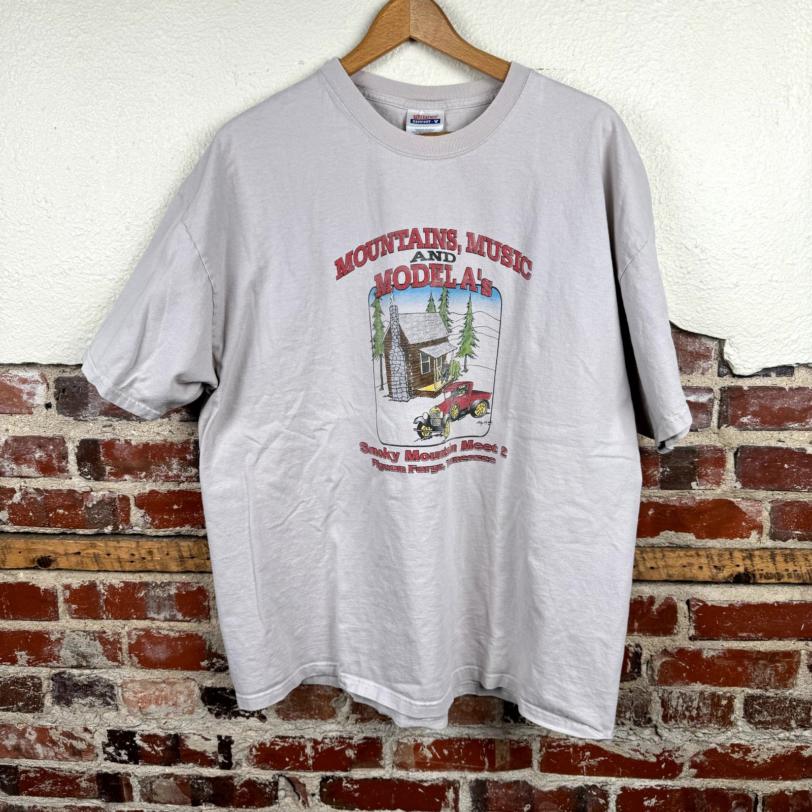 Vintage Car Show Shirt Size XXL Purple Short Sleeve Mountains Music Model As 90s