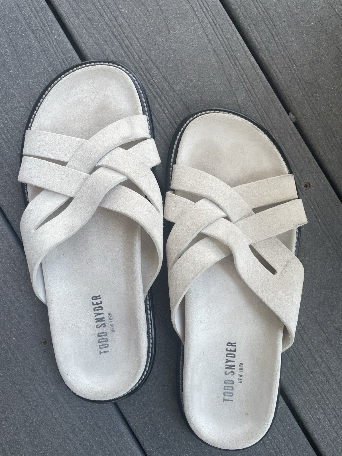 Todd Snyder Cream Suede Multi Cross Sandals