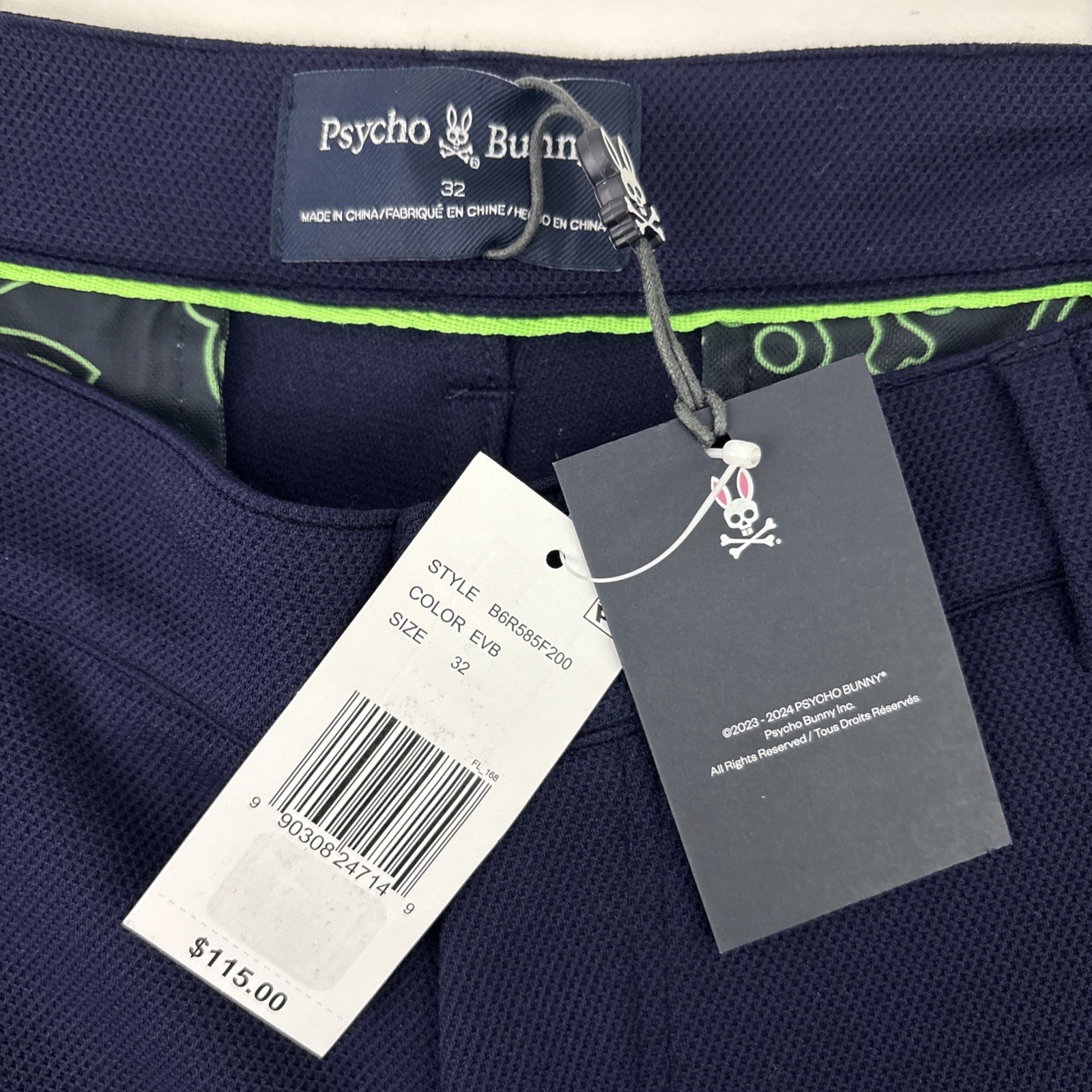 Psycho Bunny Mens Shorts Size 32 Navy Blue Shiro Knit Honeycomb Golf