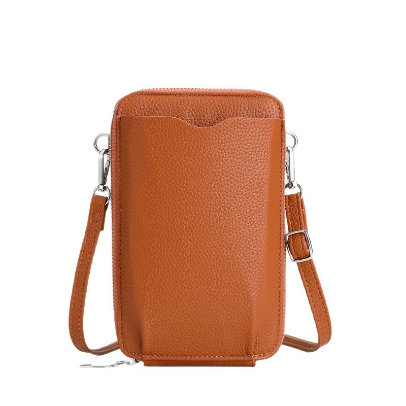 Lychee Pattern Vertical Zip-Around Phone Bag Wallet Card Holder
