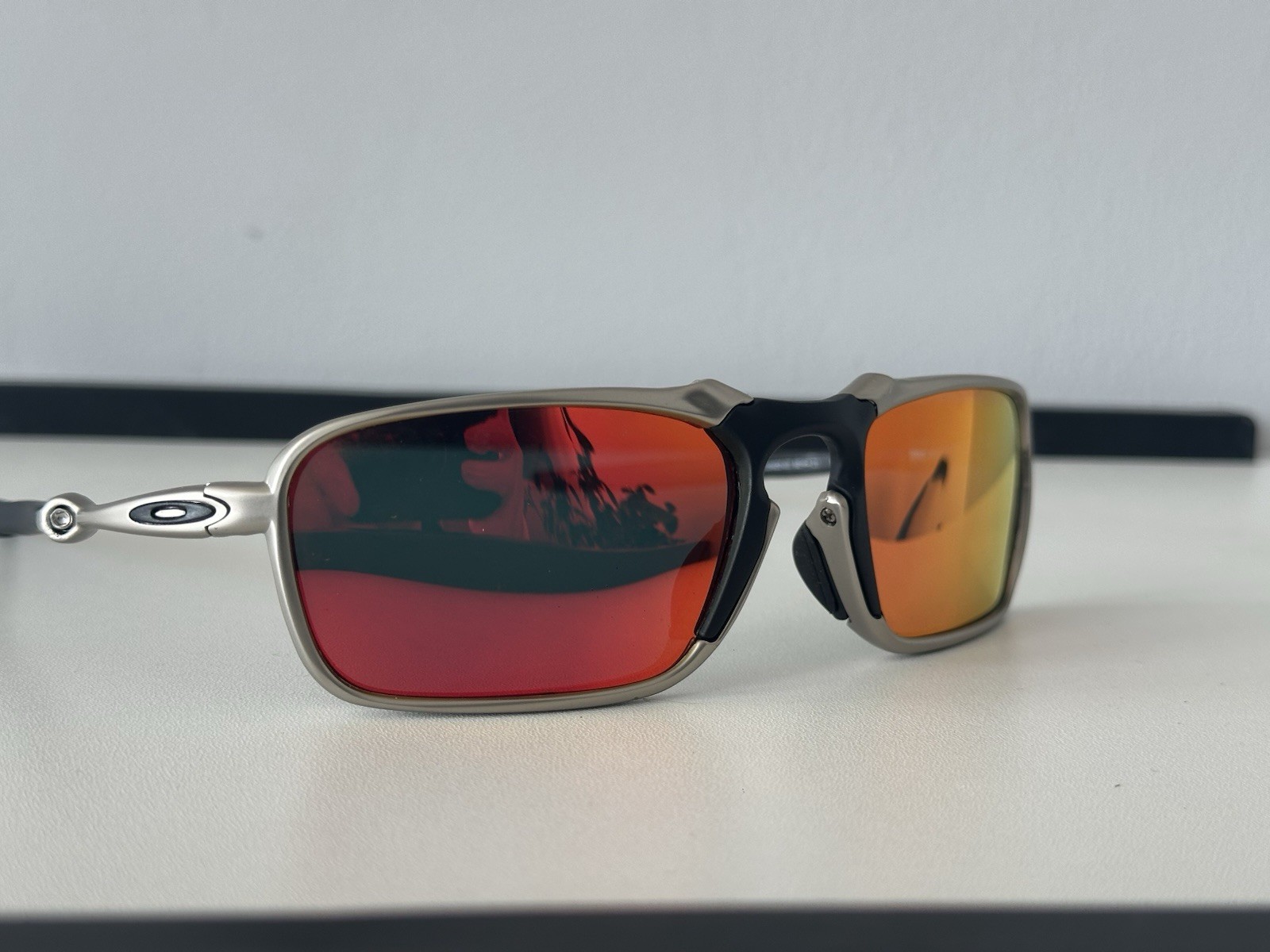 Oakley Badman Polarized Sunglasses Metal Frame Orange Lens