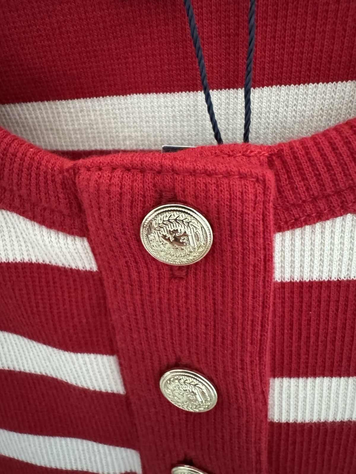 Tommy Hilfiger Women’s Red/White Striped Scoop Neck Button Knit Tank Top L
