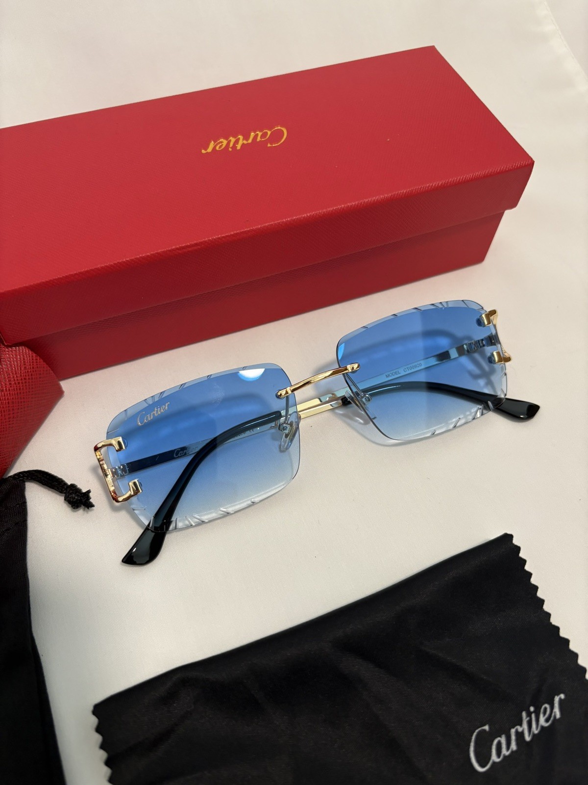 Cartier C Decor Vintage Optical Rimless blue Unisex Eyeglasses
