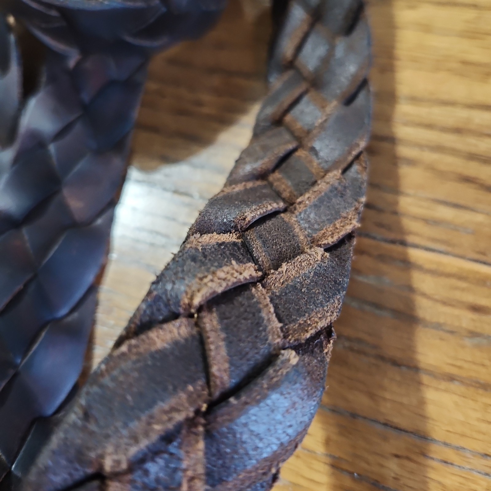 Braided Belt Size 35/90 Soft Oiled Look Dockers Dk Brown Full Grain Leather