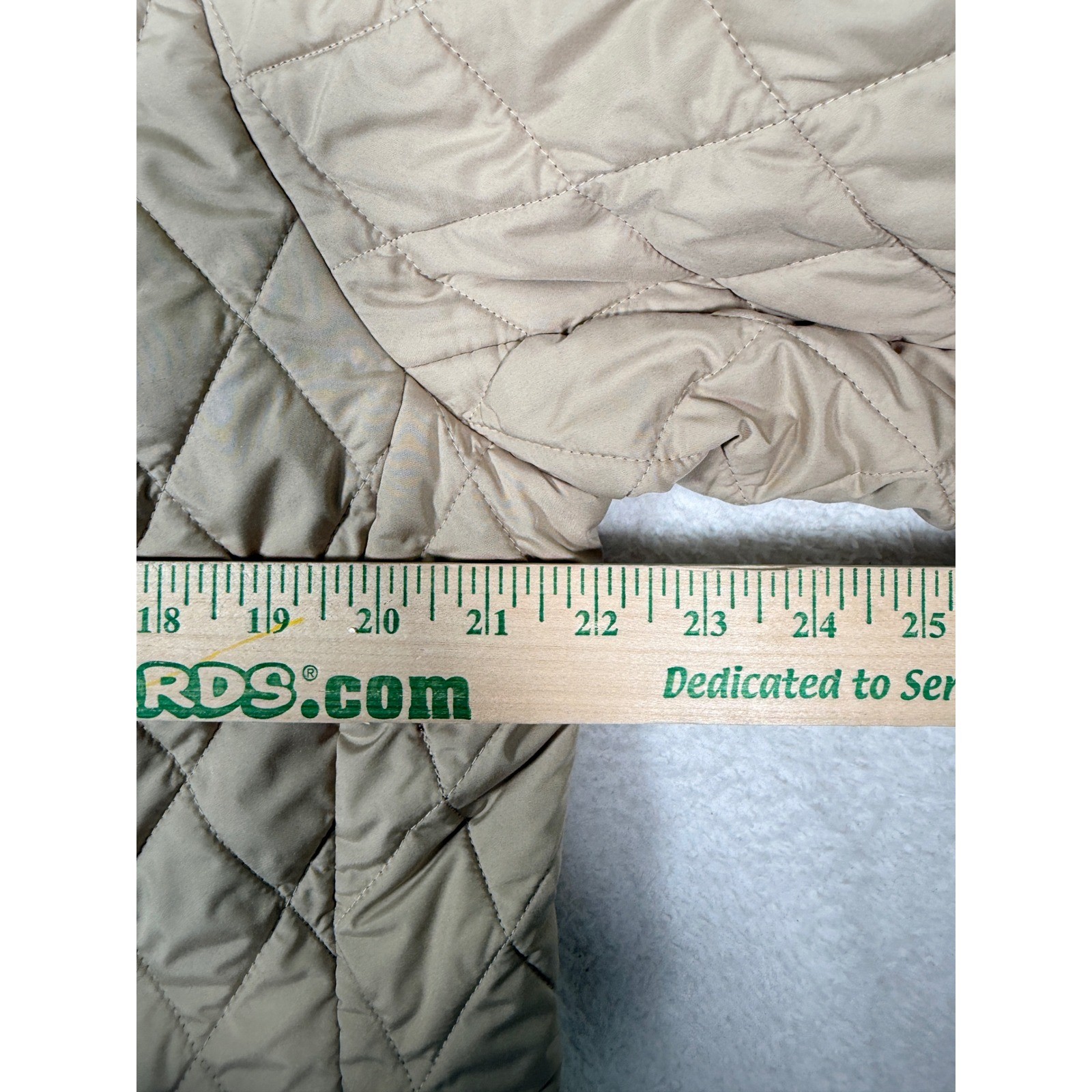 Lands End Jacket Womens Large 14-16 Tan Quilted Full Zip Outdoor Hiking Chore
