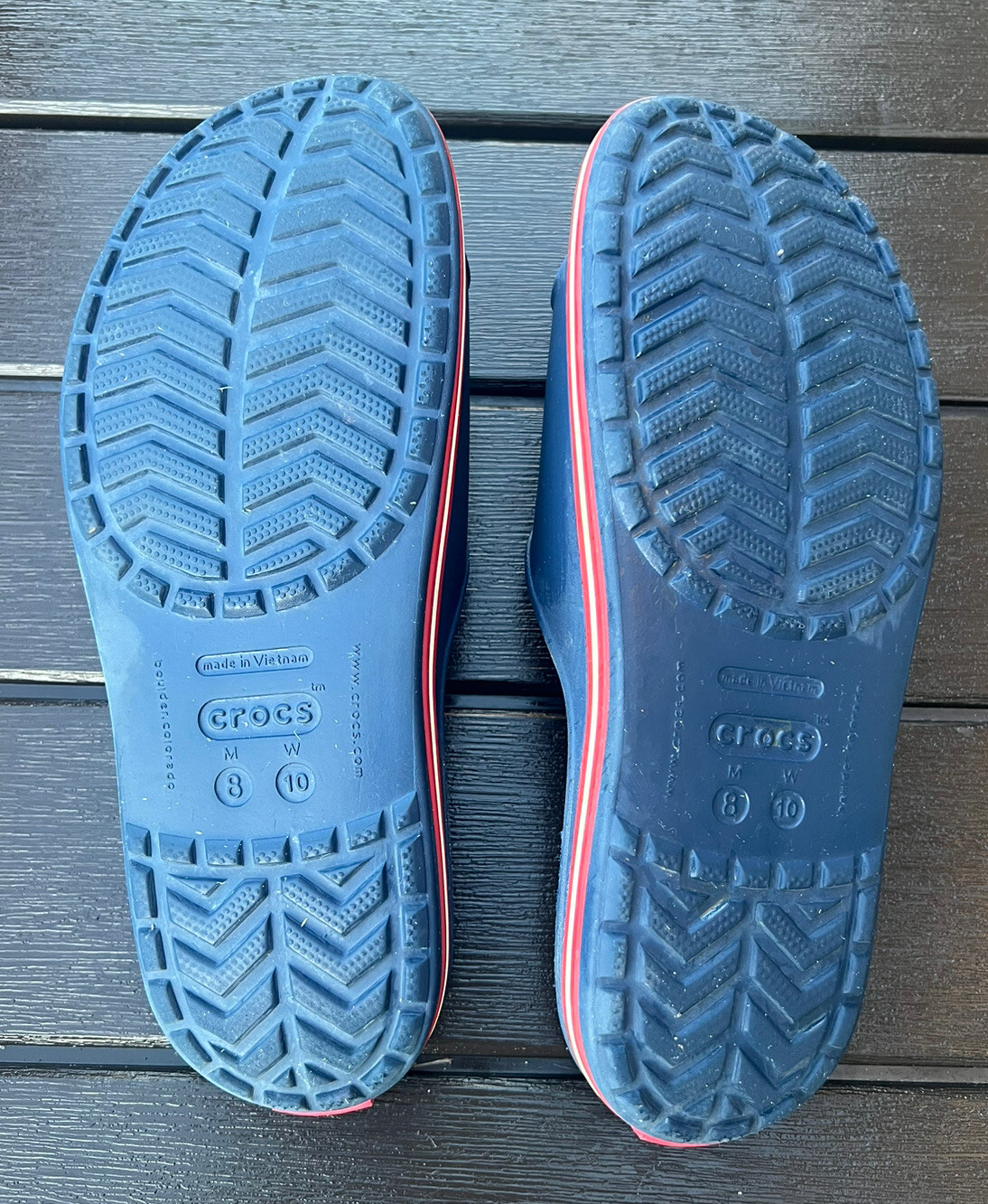 Crocs Men (8) and Women (10) Crocband II Slides Navy/Pepper Relaxed Fit