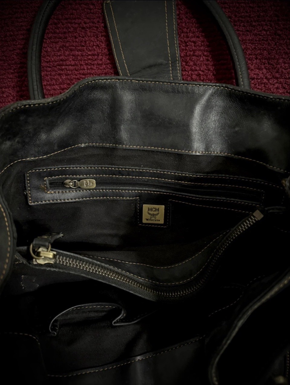 MCM MUNCHEN Leather Vintage Germany Dark Black