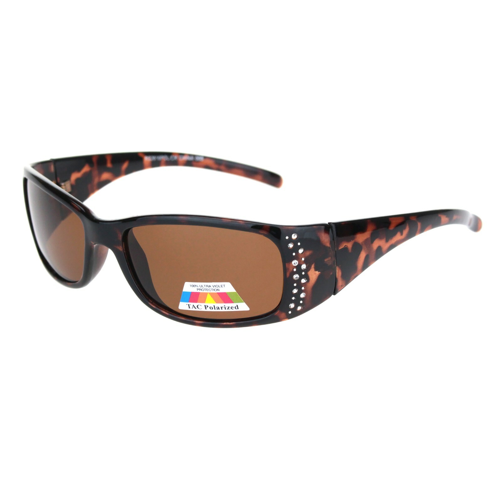 TAC Polarized Lens Sunglasses Womens Rhinestones Wrap Rectangular UV 400