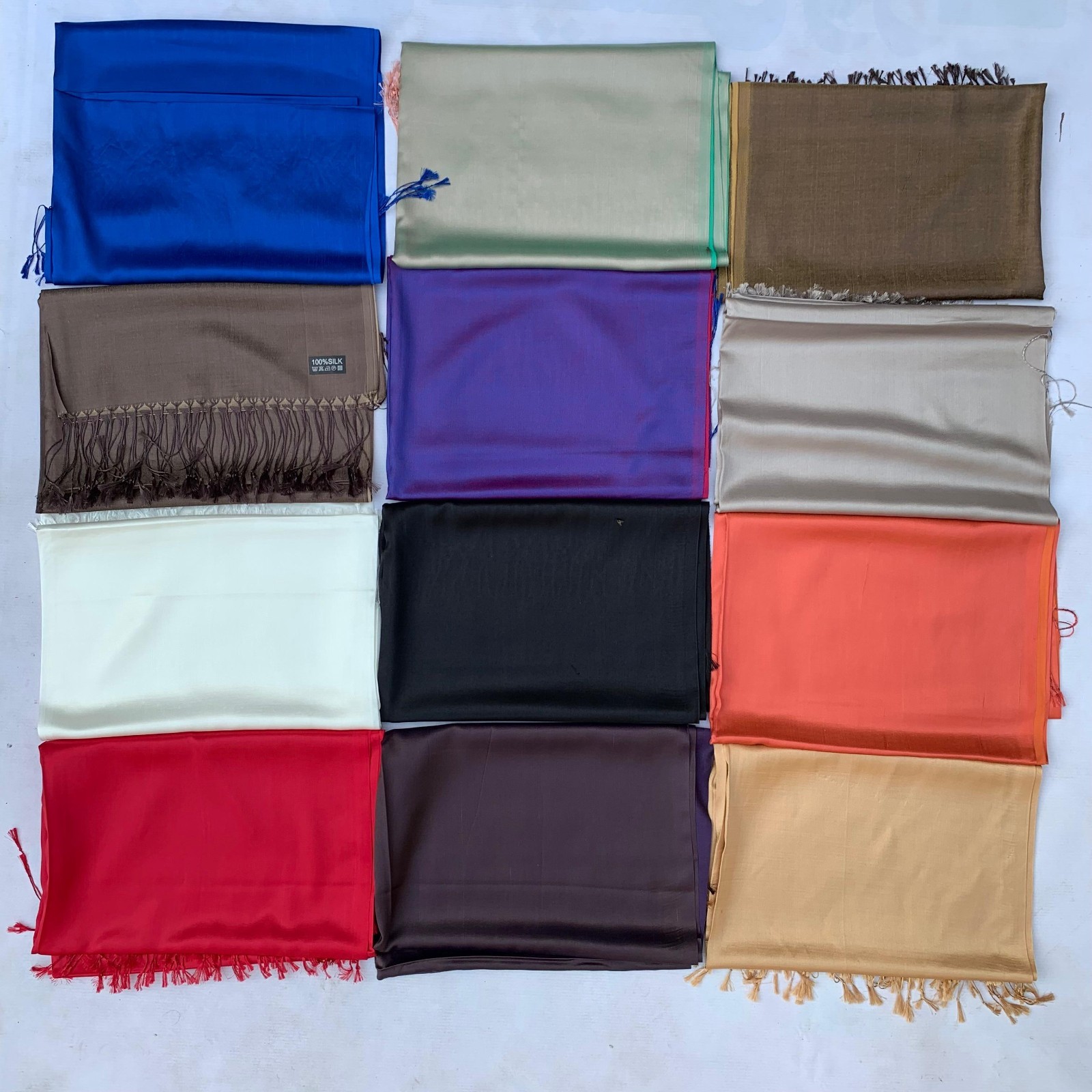 Women’s 100% Silk Solid Long Rectangular Scarf Shawl Wrap Stole Elegant