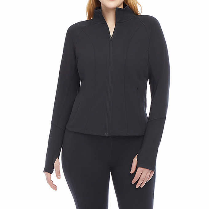 Danskin Brushed Yoga Jacket Black Moisture Wicking Pockets M-XL