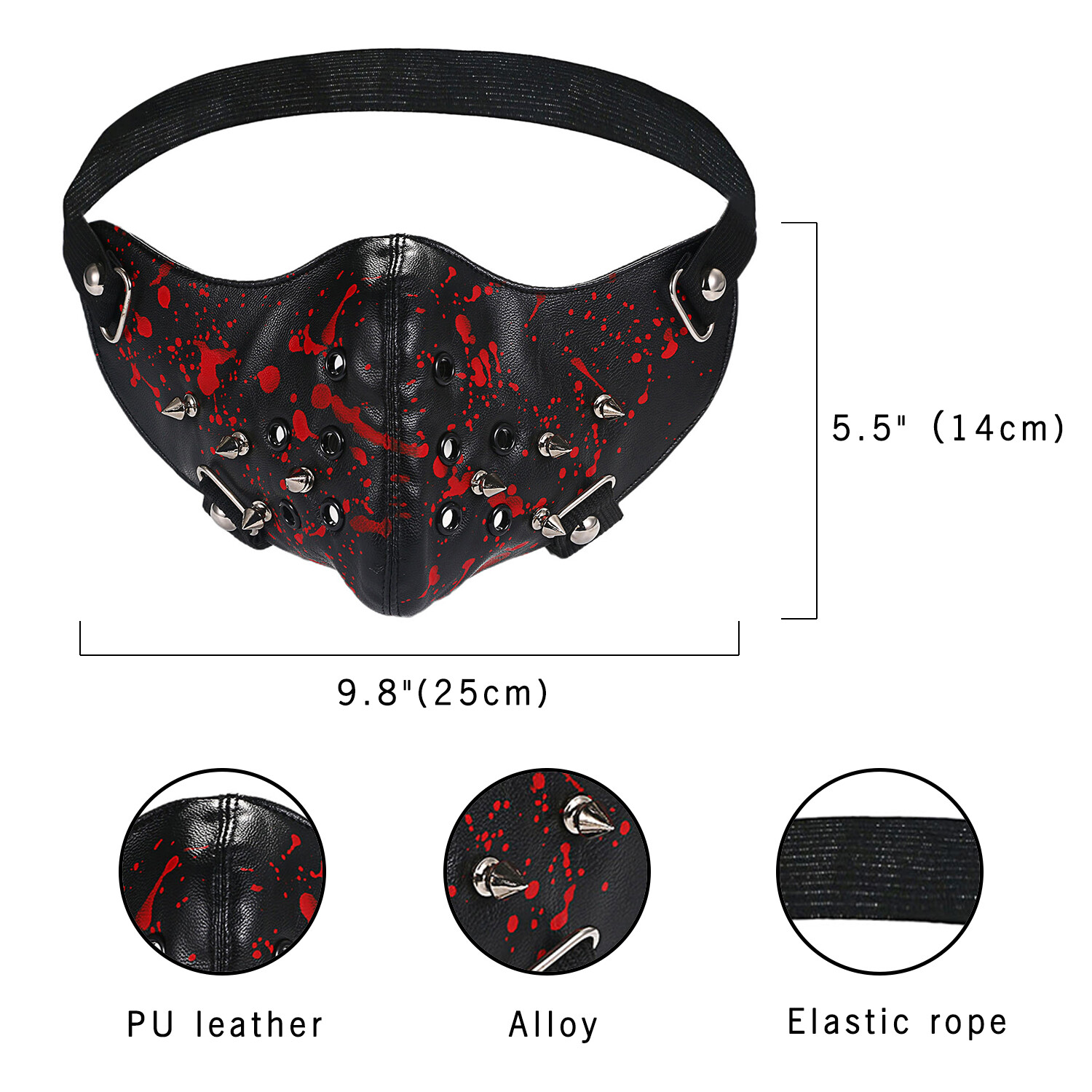 Punk Leather Spike Mask Gothic Rivet Biker Motorcycle Mask Half Face Sports Mask