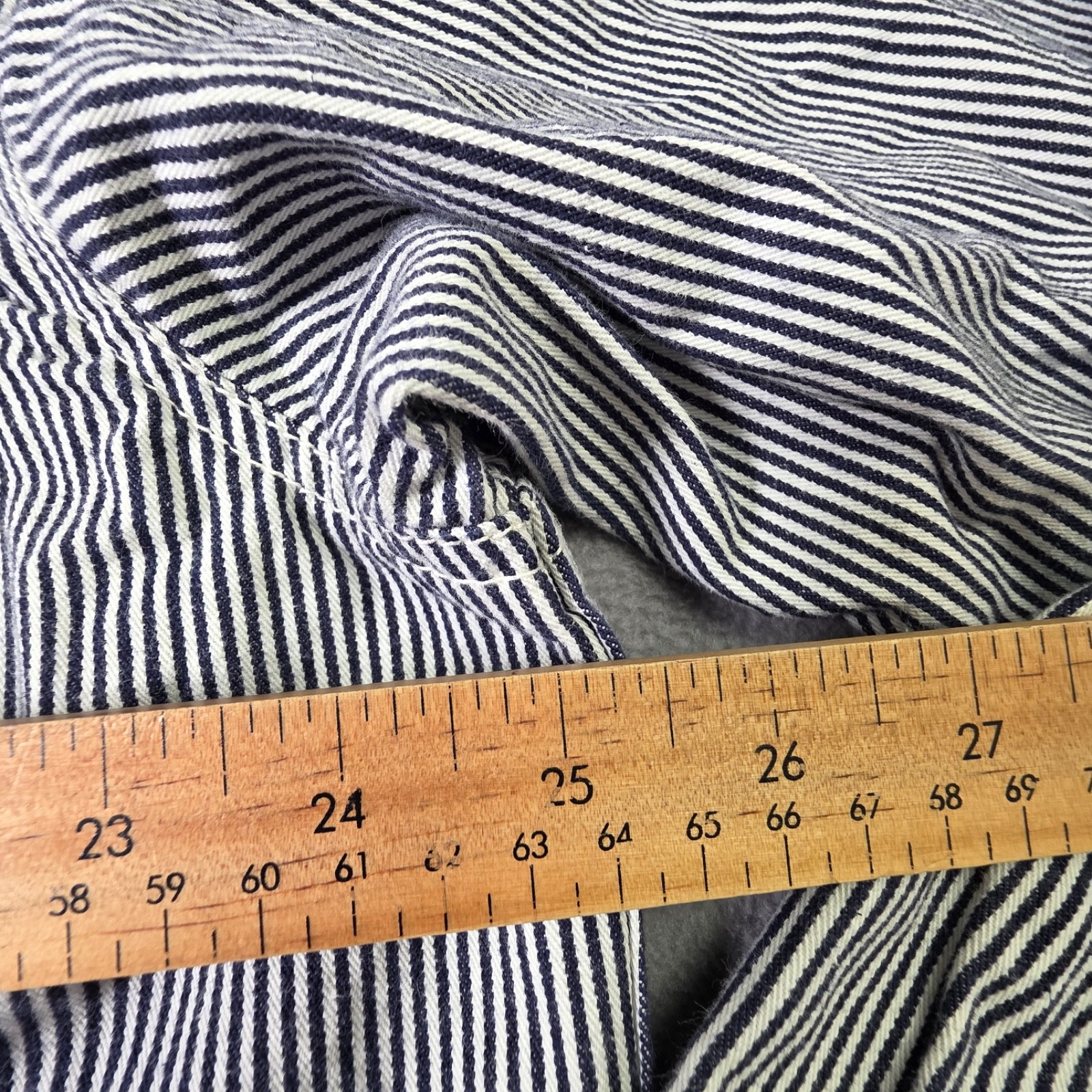Key Imperial Shirt Mens Large Ta1l 1/2 Zip Hickory Striped Railroad Workwear