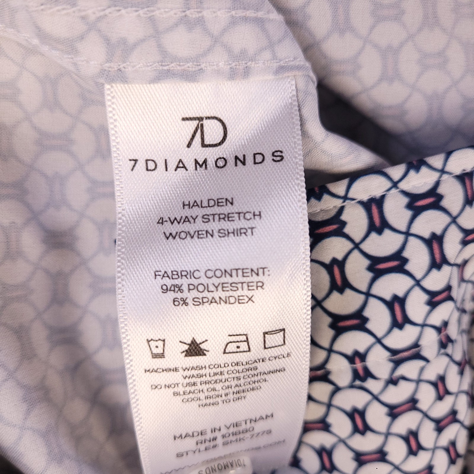 7D 7 Diamonds Halden 4 Way Stretch Woven Shirt Mens XL Abstract Geometric Spread