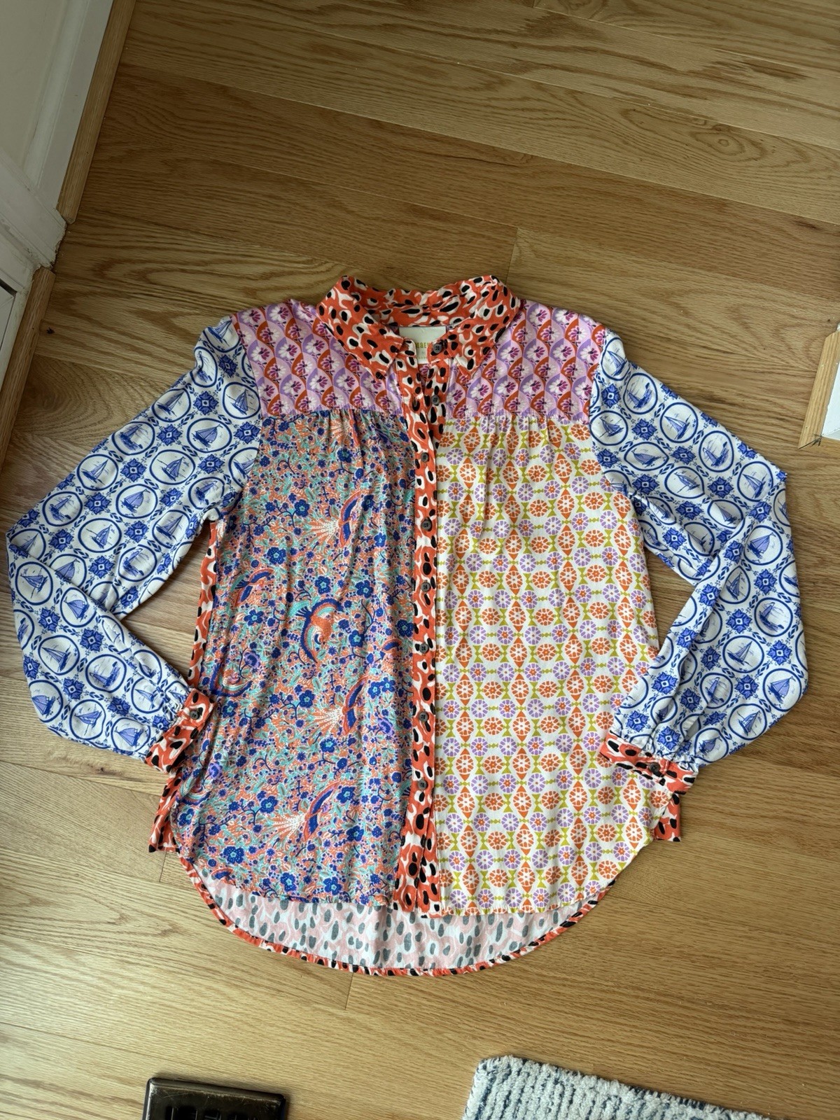 Anthropologie Maeve Bernadette Mixed Print Blouse Women’s Small Boho Top