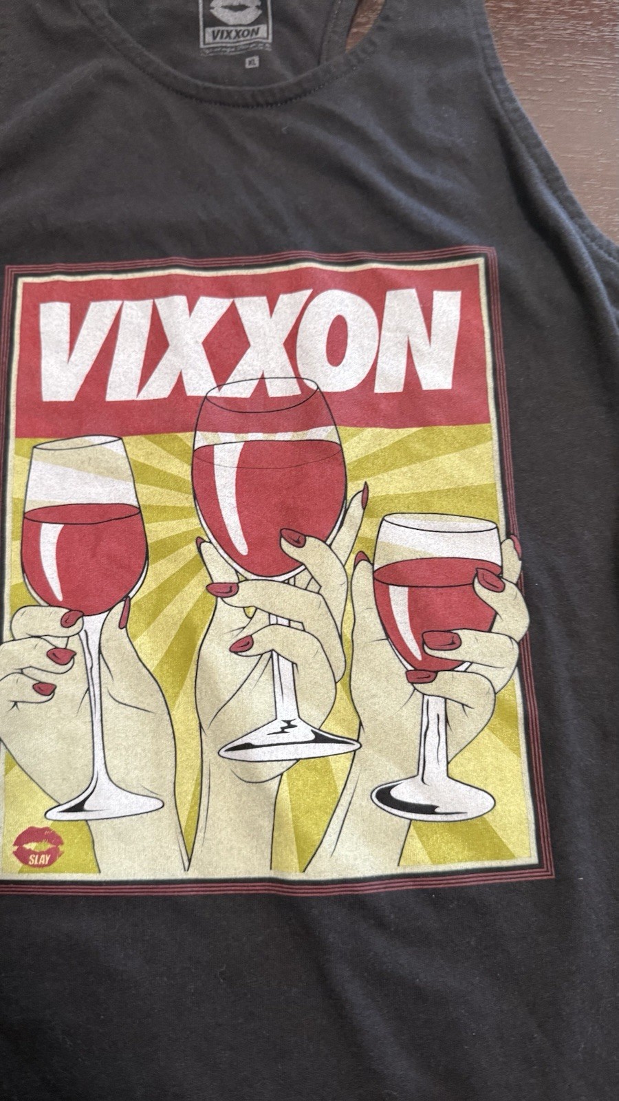 VIXXON Black Graphic Print Racerback Tank Top Scoop Neck Sleeveless XL