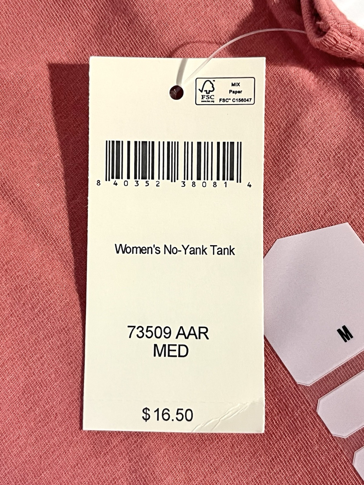 Duluth Trading Company Womens No-Yank Tank Wide Strap Faded Rose Size Medium NWT