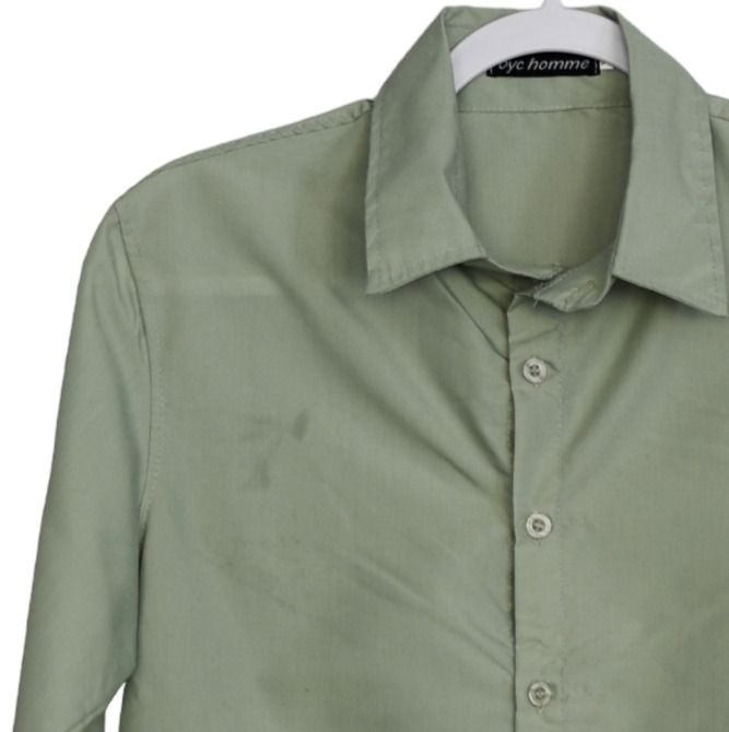 BYC Homme Size S Mens Green Long Sleeve Button-Up Shirt