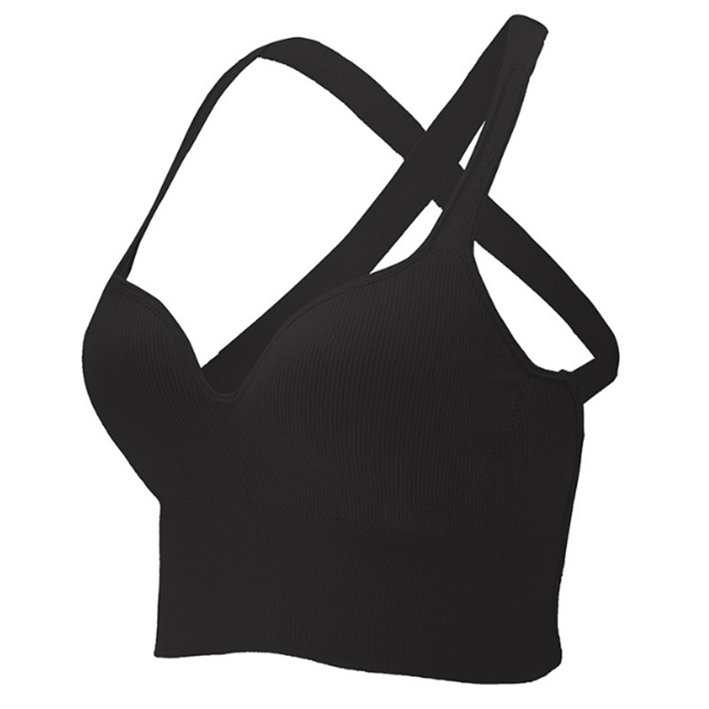 Cross Back Sports Bra for Women Padded Strappy Yoga Bra Medium Support Sexy Bra