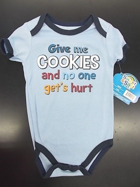 Infant Boys Sweet & Soft “Cookies” Bodysuit Size 0/3 Months – 9/12 Months