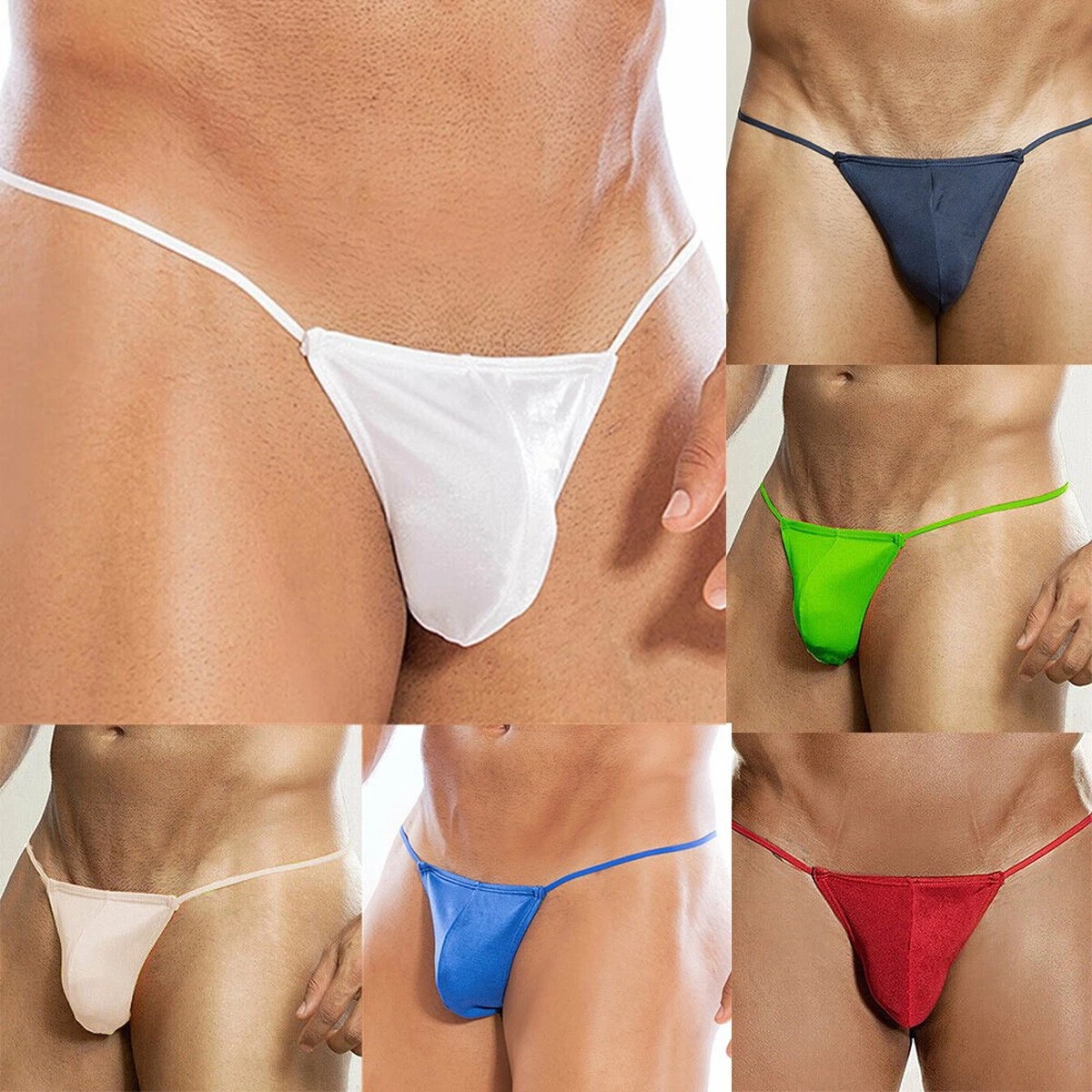 5PCS Sexy Mens T-Back G-string Thong Bikini Underwear Mesh Sheer Pouch Thongs