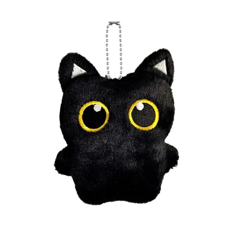 Cute Black Cat Plush Keychain – Soft Stuffed Bag Charm Doll Pendant for Car Keys