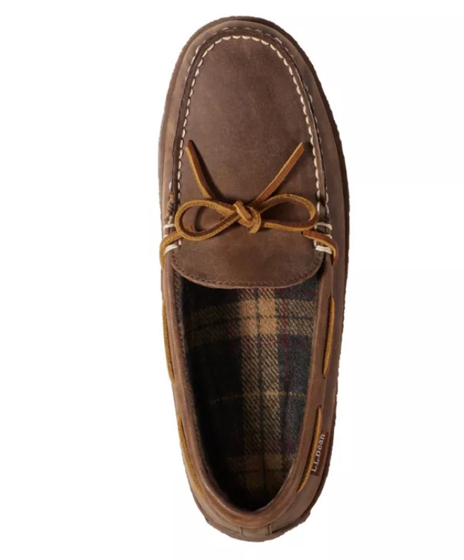 L.L.Bean Men’s Handsewn Slippers, Flannel-Lined, Acorn, NEW