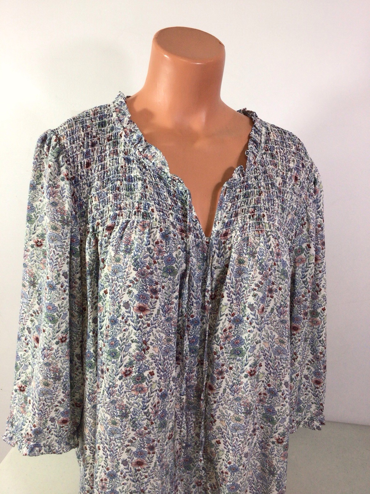 Rose & Olive Floral Blouse Peasant Top Womens 2X